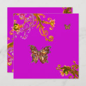 Invitation BOUTEILLE, JAUNE FLEUVE SWIRLS rose violet violet  (Devant / Derrière)