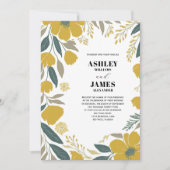 Invitation Bouteille Jaune Floral moderne Mariage (Devant)