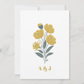 Invitation Bouteille Jaune Floral moderne Mariage (Dos)