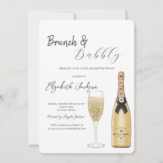 Invitation Bouteille Moet Verre Brunch & Bubbly (Devant)