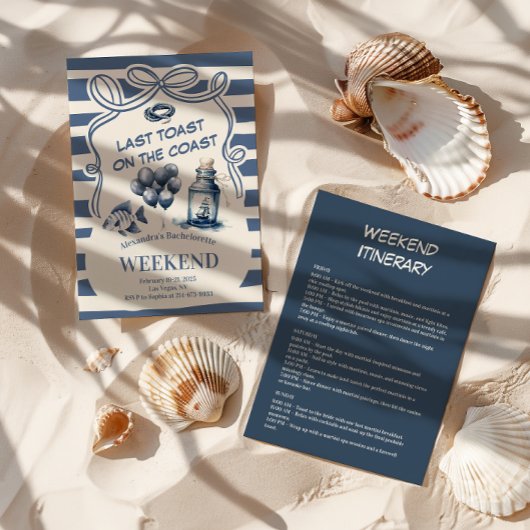 Invitation Bouteille nautique et ballons Bachelorette côtière