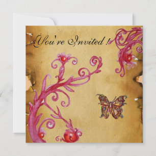 Invitation BOUTEILLE PARCHEMENT Élégant mariage Party Gold