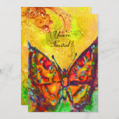 INVITATION BOUTEILLE ROUGE EN PARKLES D'OR BROWN JAUNE (Devant / Derrière)