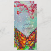 INVITATION BOUTEILLE ROUGE EN PARKLES D'OR TURQUOISE VERT BLE (Devant / Derrière)