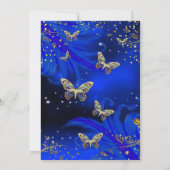 Invitation Bouteille Royal Blue Gold Butterfly fête d'anniver (Dos)