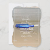 Invitation Bouteille sur Sable de Plage Mariage (Devant)
