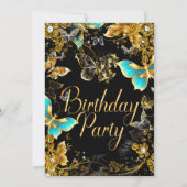 Invitation Bouteille Turquoise Noire Sparkle Noir Fête d'Anni (Devant)