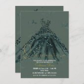 Invitation Bouteille verte Robe de danse papillon Quinceañera (Devant / Derrière)