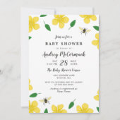 Invitation Bouteilles & Abeilles - Baby shower Floral (Devant)