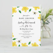 Invitation Bouteilles & Abeilles - Baby shower Floral (Debout devant)
