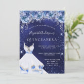 Invitation Bouteilles bleu parties scintillant Quinceanera (Debout devant)