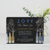 Invitation Bouteilles Bleues Tourle Nouvel An de la fête de l (Debout devant)