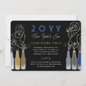 Invitation Bouteilles Bleues Tourle Nouvel An de la fête de l (Devant)