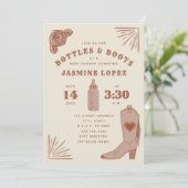 Invitation Bouteilles & Bottes Baby shower de fille en terre  (Debout devant)