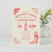 Invitation Bouteilles & Bottes Baby shower fille (Debout devant)