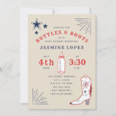 Invitation Bouteilles & Bottes Rouge Blanc Bleu Baby shower C (Devant)