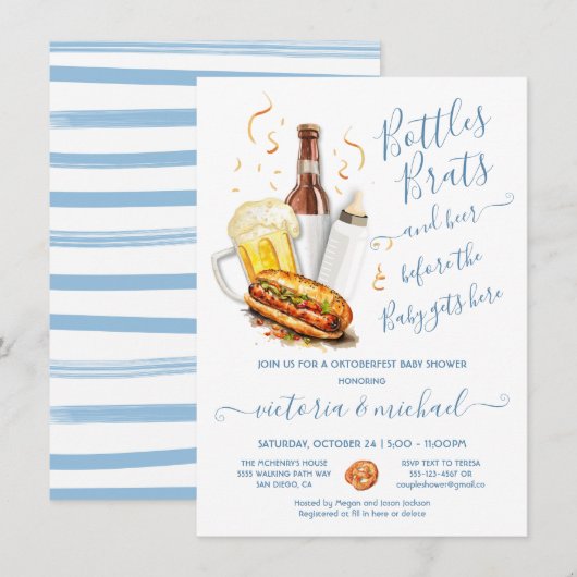 Invitation Bouteilles Brats et Baby shower de l'Oktoberfest d (Devant / Derrière)