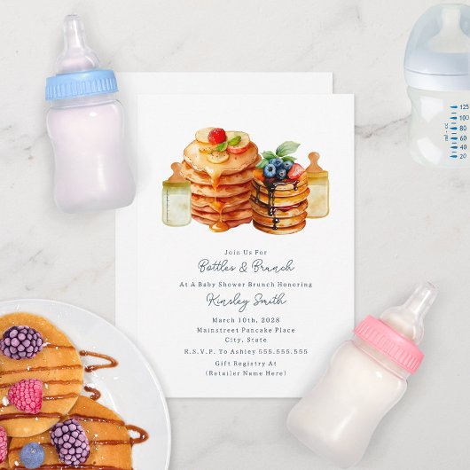 Invitation Bouteilles + Brunch Baby shower Petit déjeuner