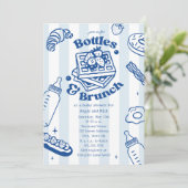 Invitation Bouteilles & Brunch Doodle Blue Boy Baby shower (Debout devant)
