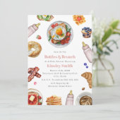 Invitation Bouteilles + Brunch Fille Baby shower Petit déjeun (Debout devant)