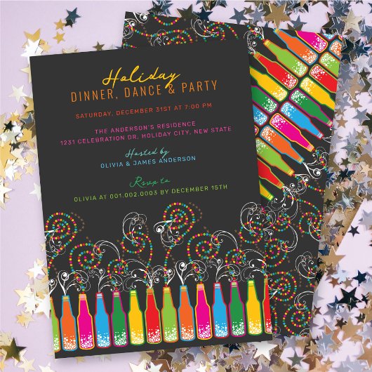 Invitation Bouteilles colorées Bubbly Fête Fête Fête