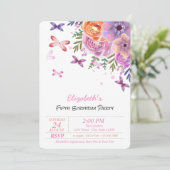 Invitation Bouteilles d'aquarelle Fleurs Anniversaire (Debout devant)