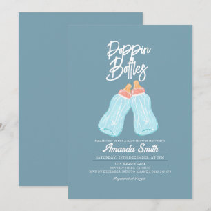 Invitation Bouteilles de Baby shower Blue Green Poppin Invita