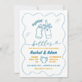 Invitation Bouteilles de Baby shower de garçon avec Poppin bl (Devant)