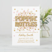 Invitation Bouteilles de Baby shower Poppin Confetti Gold ros (Debout devant)