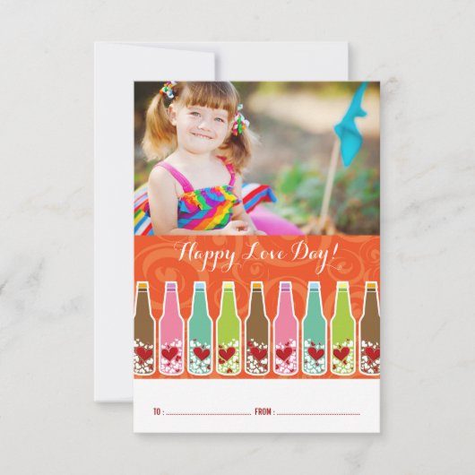 Invitation Bouteilles de coeur d'amour Salle de classe Saint- (Devant)