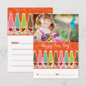 Invitation Bouteilles de coeur d'amour Salle de classe Saint- (Devant / Derrière)