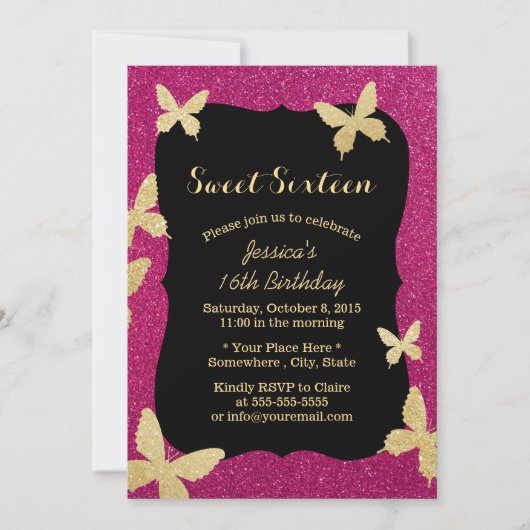 Invitation Bouteilles de Parties scintillant Or de luxe Sweet (Devant)