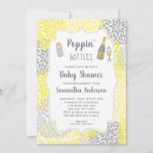 Invitation Bouteilles de Poppin's Baby shower floral gris-jau (Devant)