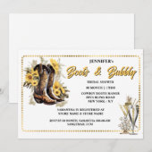 Invitation Bouteilles de tournesol rousse bubbly cadre or chi (Devant / Derrière)