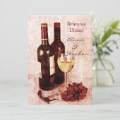 Invitation Bouteilles de vin, raisins, tire-bouchon et verre (Debout devant)