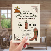 Invitation Bouteilles et Bottes Baby shower Cactus Moon Cowbo