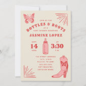 Invitation Bouteilles et Bottes Baby shower de la fille papil (Devant)