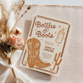 Invitation Bouteilles et Bottes Baby shower tiré à la main