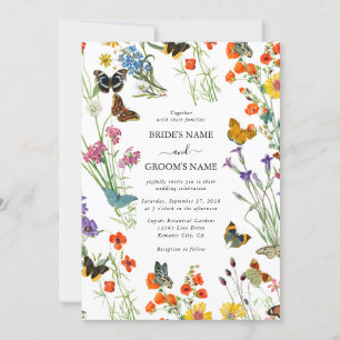 Invitation Bouteilles Fleurs sauvages  Mariage floral