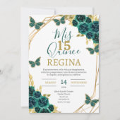 Invitation Bouteilles florales Emerald Quinceañera (Devant)