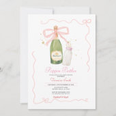 Invitation Bouteilles Pink Bow Baby shower Couples (Devant)