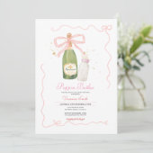 Invitation Bouteilles Pink Bow Baby shower Couples (Debout devant)
