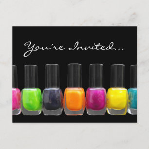 Invitation Bouteilles polonaises colorées, Fête de manucure d