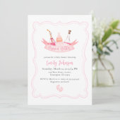 Invitation Bouteilles Poppin Champagne Baby shower fille (Debout devant)