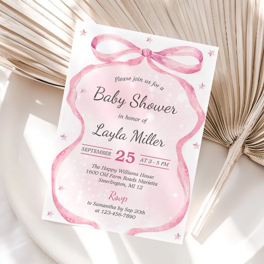 Invitation Boutique Baby shower Bow rose