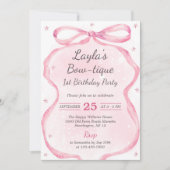 Invitation Boutique Bow rose 1er anniversaire (Devant)