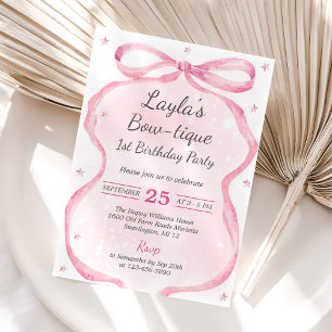 Invitation Boutique Bow rose 1er anniversaire