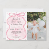 Invitation Boutique Bow rose 1ère fête d'anniversaire Photo (Devant)