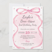 Invitation Boutique Bow rose 2e fête d'anniversaire (Devant)