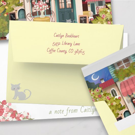 Invitation Boutique Café rose avec chatons